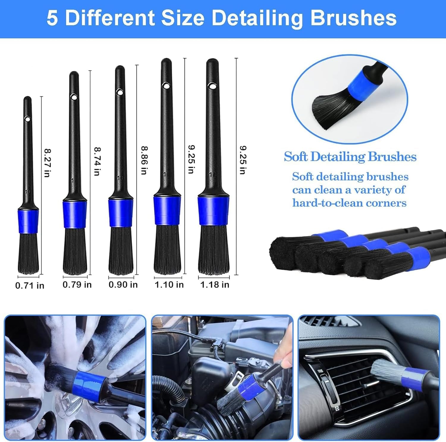 27Pcs Car Detailing Kit,Car Detailing Brush Set,Car Cleaning Kit, Car Windshield Cleaning Tool,Car Cleaning Tools Kit for Interior,Exterior,Wheels